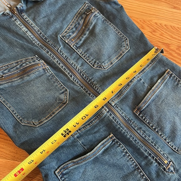 Free People Lennox Denim Skinny Utility Jumpsuit size Large NWT - Picture 7 of 16